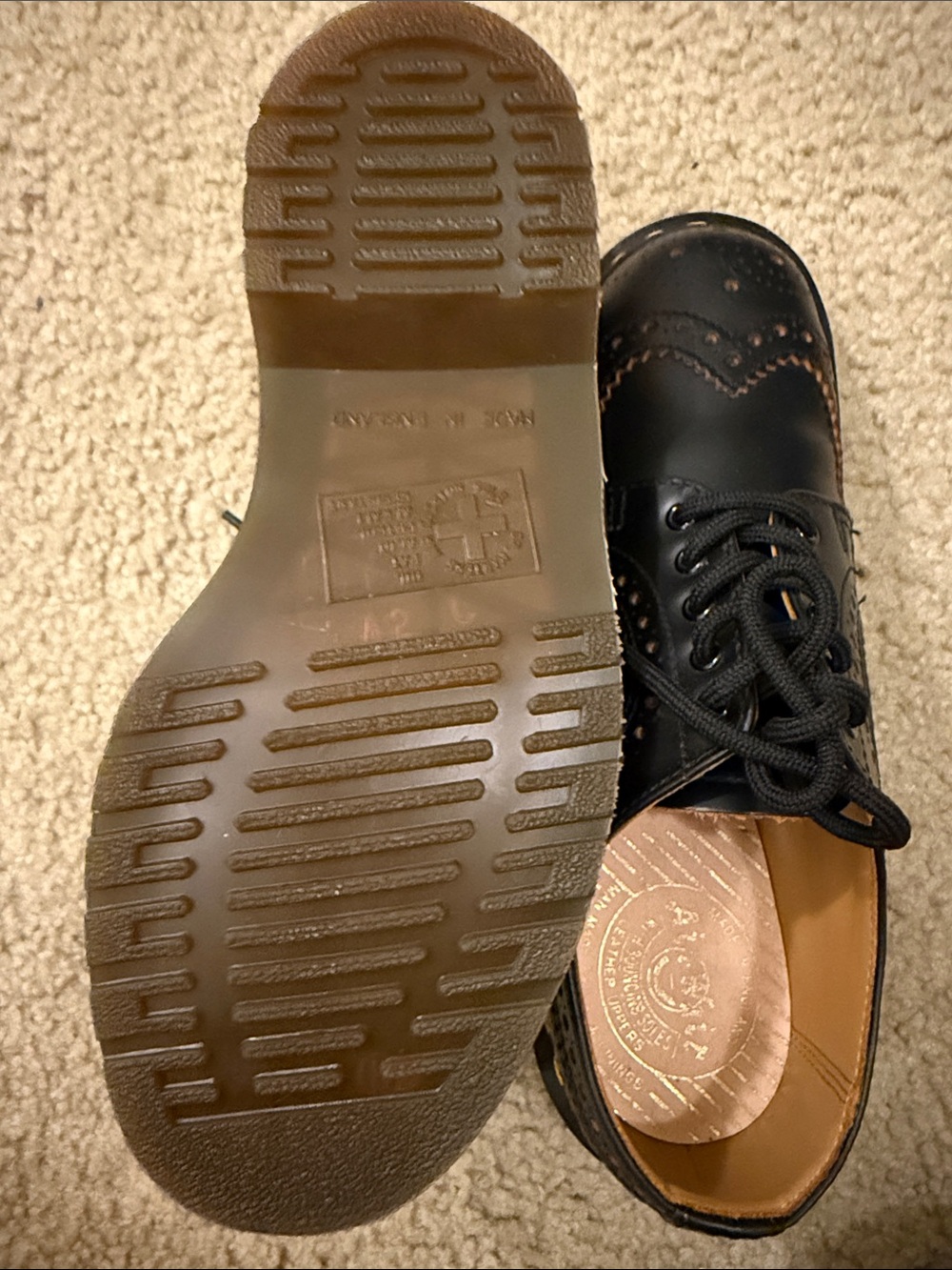 Dr. Martens Black Wingtip Brogue Oxfords with Yellow Stitching - Picture 4 of 8